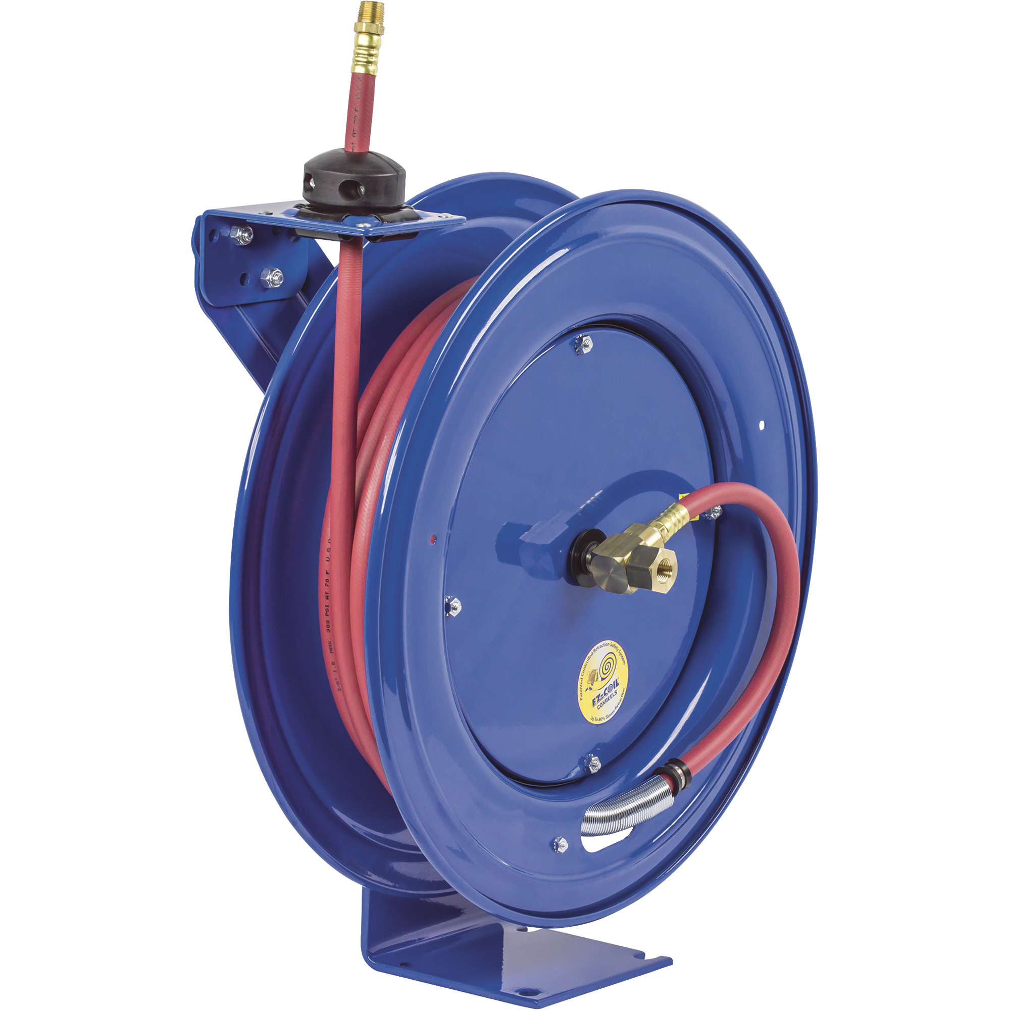 Coxreels Heavy-Duty Safety Air/Water Hose Reel, With 3/8in. x 75ft. PVC Hose, Max. 300 PSI, Model# EZ-SH-375